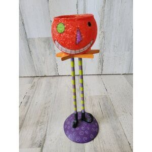 Dept 56 pumpkin tea light Halloween decor candelabra 02641